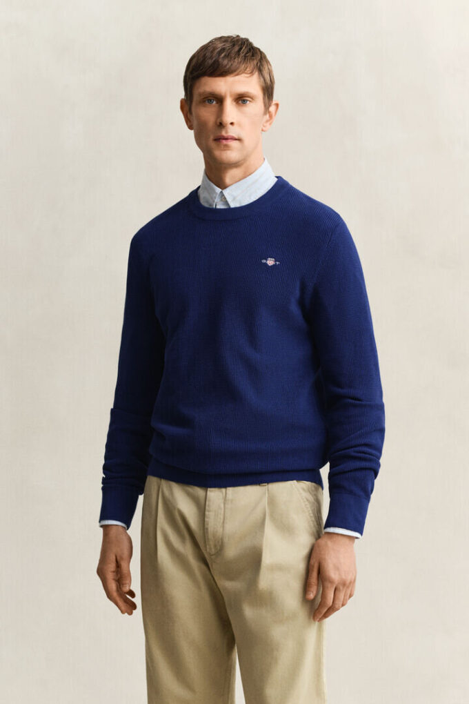 Textured Cotton Crew Neck Sweater Textured Cotton Crew Neck Sweater