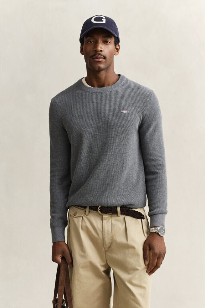 Textured Cotton Crew Neck Sweater Textured Cotton Crew Neck Sweater