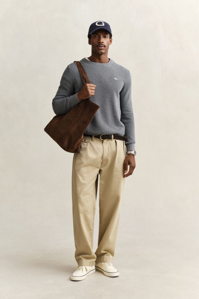 Textured Cotton Crew Neck Sweater Textured Cotton Crew Neck Sweater