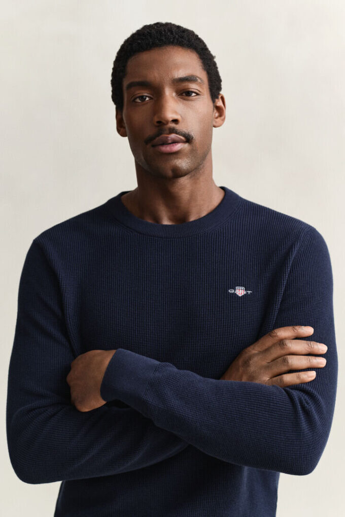 Textured Cotton Crew Neck Sweater Textured Cotton Crew Neck Sweater