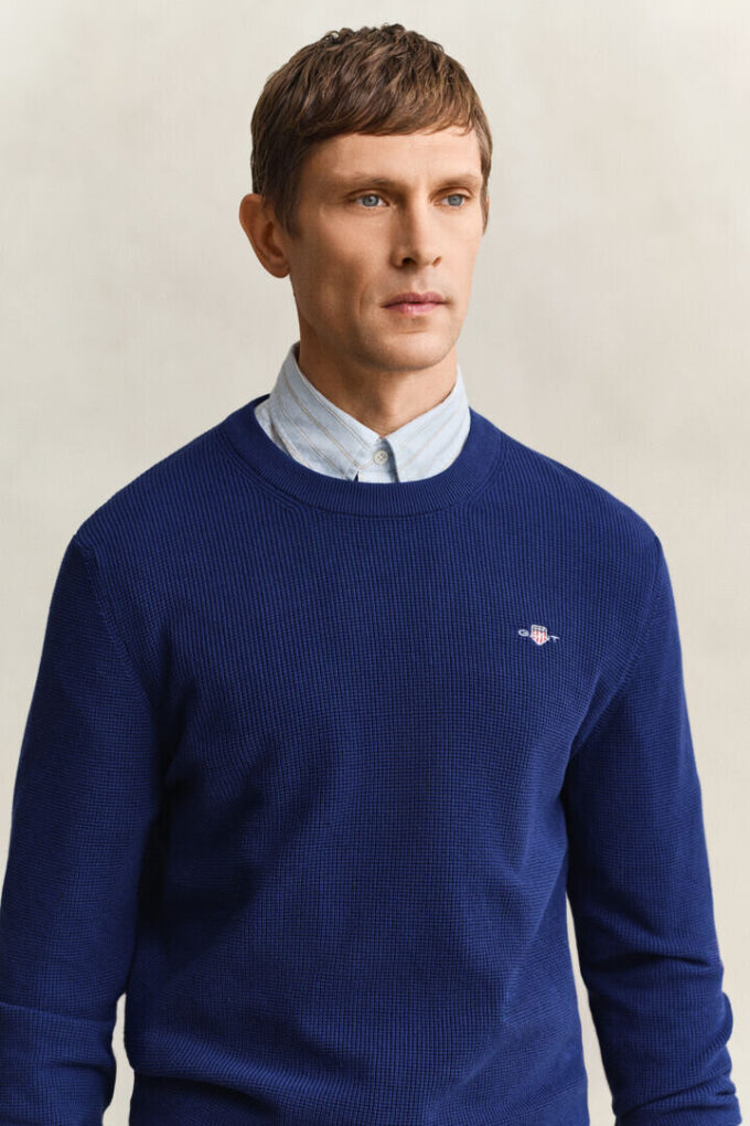 Textured Cotton Crew Neck Sweater Textured Cotton Crew Neck Sweater