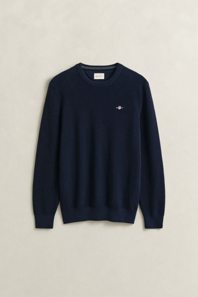Textured Cotton Crew Neck Sweater Textured Cotton Crew Neck Sweater