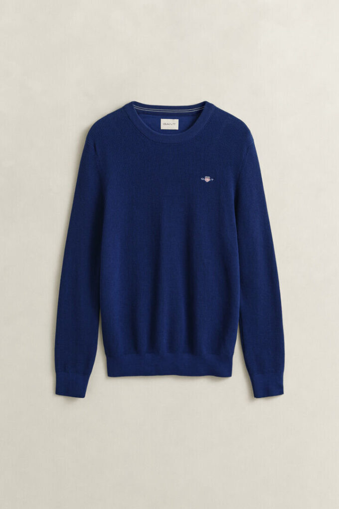 Textured Cotton Crew Neck Sweater Textured Cotton Crew Neck Sweater