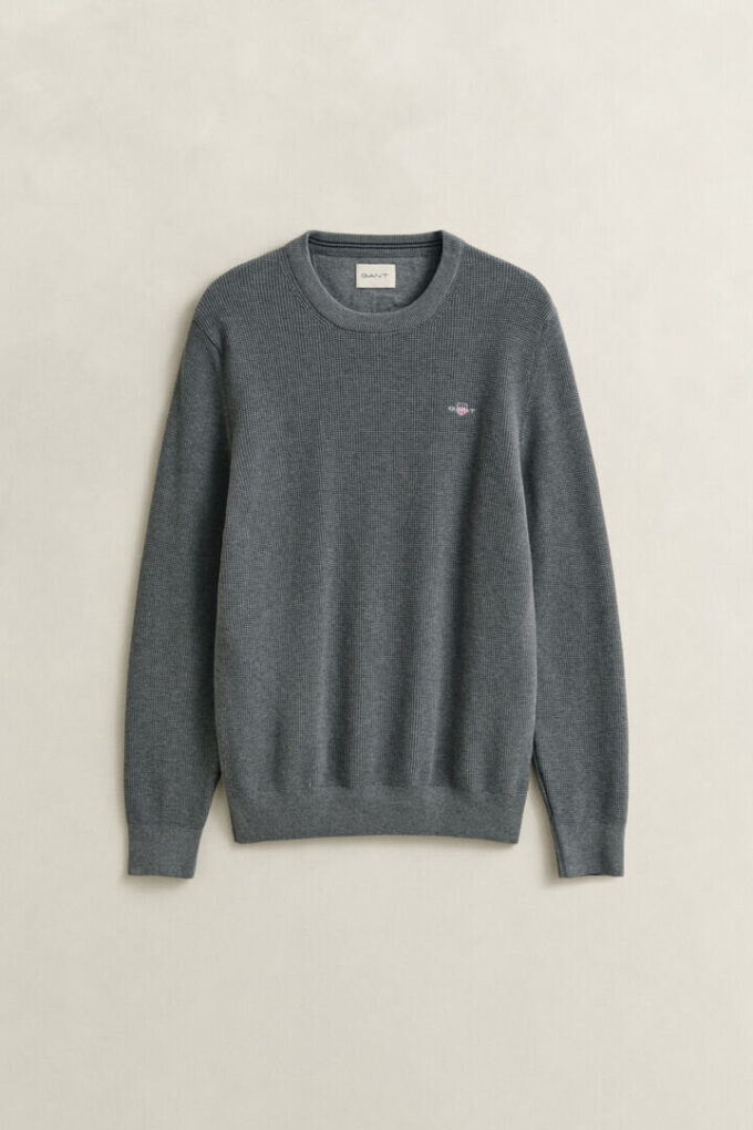 Textured Cotton Crew Neck Sweater Textured Cotton Crew Neck Sweater