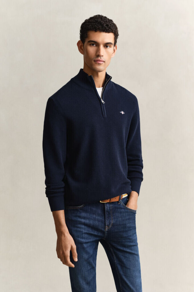 Textured Cotton Half-Zip Sweater Textured Cotton Half-Zip Sweater