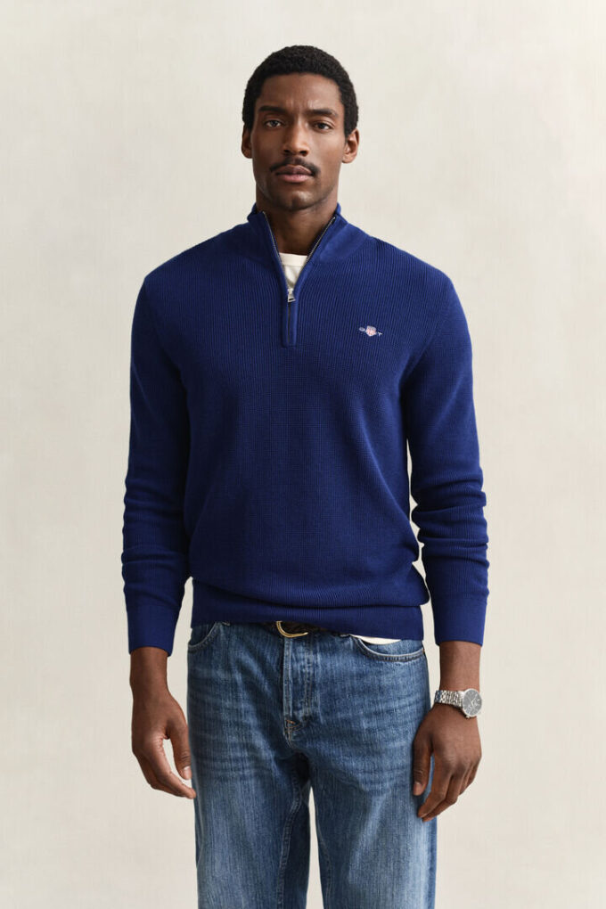 Textured Cotton Half-Zip Sweater Textured Cotton Half-Zip Sweater