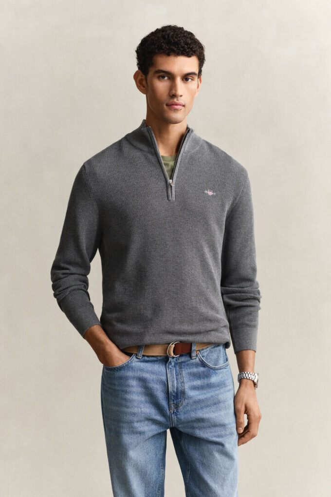 Textured Cotton Half-Zip Sweater Textured Cotton Half-Zip Sweater
