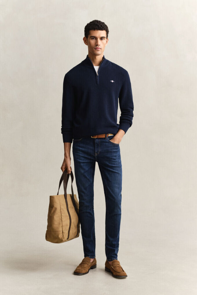 Textured Cotton Half-Zip Sweater Textured Cotton Half-Zip Sweater