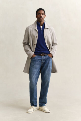 Textured Cotton Half-Zip Sweater