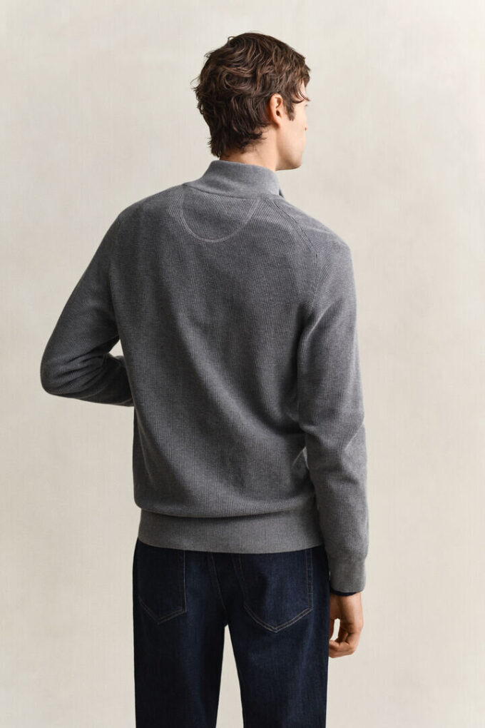 Textured Cotton Zip Cardigan Textured Cotton Zip Cardigan
