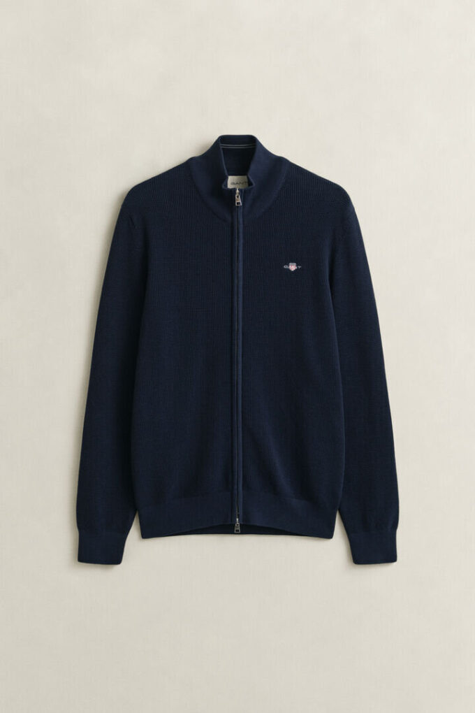 Textured Cotton Zip Cardigan Textured Cotton Zip Cardigan