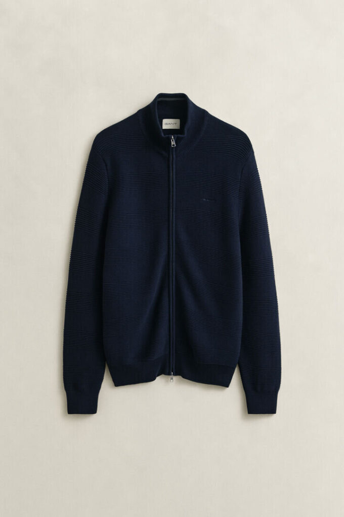 Textured Cotton Zip Cardigan Textured Cotton Zip Cardigan
