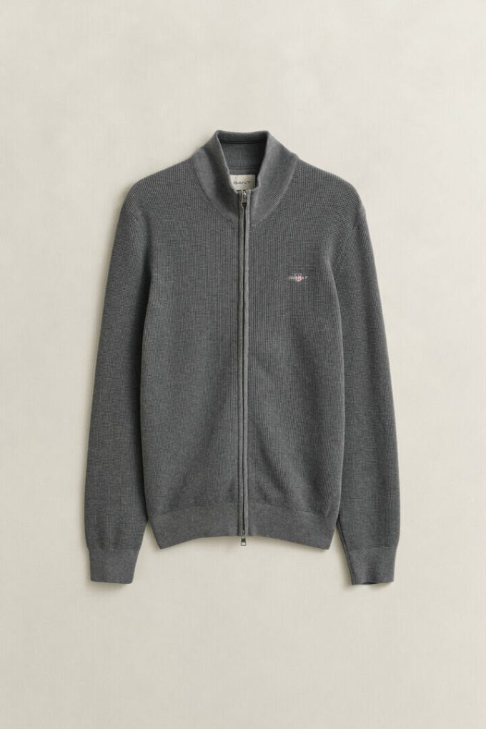 Textured Cotton Zip Cardigan Textured Cotton Zip Cardigan