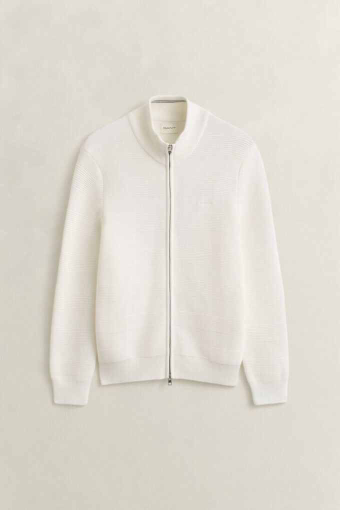 Textured Cotton Zip Cardigan Textured Cotton Zip Cardigan