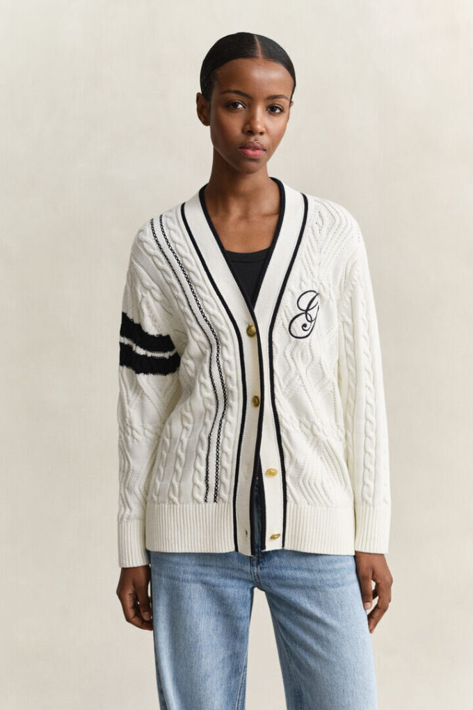 Varsity Cable Knit Cardigan Varsity Cable Knit Cardigan