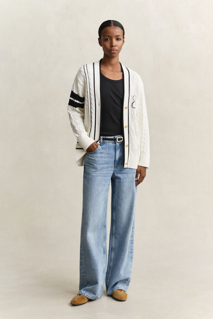 Varsity Cable Knit Cardigan Varsity Cable Knit Cardigan